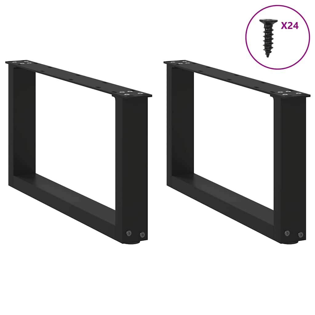 Kavos staliuko kojelės, 2 vnt., juodos, 60x(30 - 31) cm, plienas, U formos - Namų Idėja