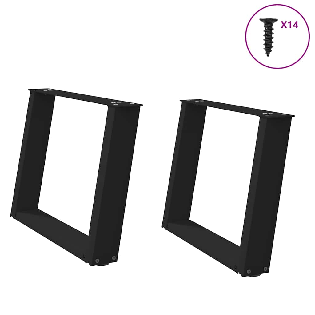 Kavos staliuko kojelės, 2 vnt., juodos, 70x(42 - 43) cm, plienas, U formos - Namų Idėja