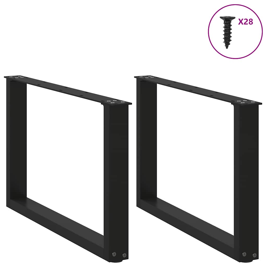 Kavos staliuko kojelės, 2 vnt., juodos, 70x(42 - 43) cm, plienas, U formos - Namų Idėja