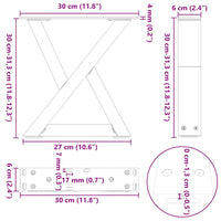 Kavos staliuko kojelės, 2 vnt., natūralus plienas, 30x(30 - 31,3) cm, plienas - Namų Idėja