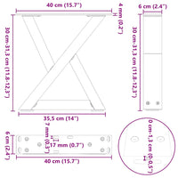 Kavos staliuko kojelės, 2 vnt., natūralus plienas, 40x(30 - 31,3) cm, plienas - Namų Idėja