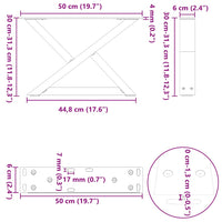 Kavos staliuko kojelės, 2 vnt., natūralus plienas, 50x(30 - 31,3) cm, plienas - Namų Idėja