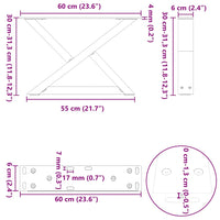 Kavos staliuko kojelės, 2 vnt., natūralus plienas, 60x(30 - 31,3) cm, plienas - Namų Idėja