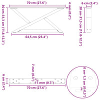 Kavos staliuko kojelės, 2 vnt., natūralus plienas, 70x(30 - 31,3) cm, plienas - Namų Idėja