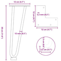 Kavos staliuko kojelės, 4 vnt., antracito spalvos, 30 cm, plienas, segtukai - Namų Idėja