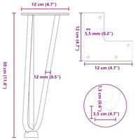 Kavos staliuko kojelės, 4 vnt., antracito spalvos, 30 cm, plienas, segtukai - Namų Idėja