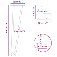 Kavos staliuko kojelės, 4 vnt., antracito spalvos, 42 cm, plienas, segtukai - Namų Idėja