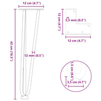 Kavos staliuko kojelės, 4 vnt., antracito spalvos, 42 cm, plienas, segtukai - Namų Idėja