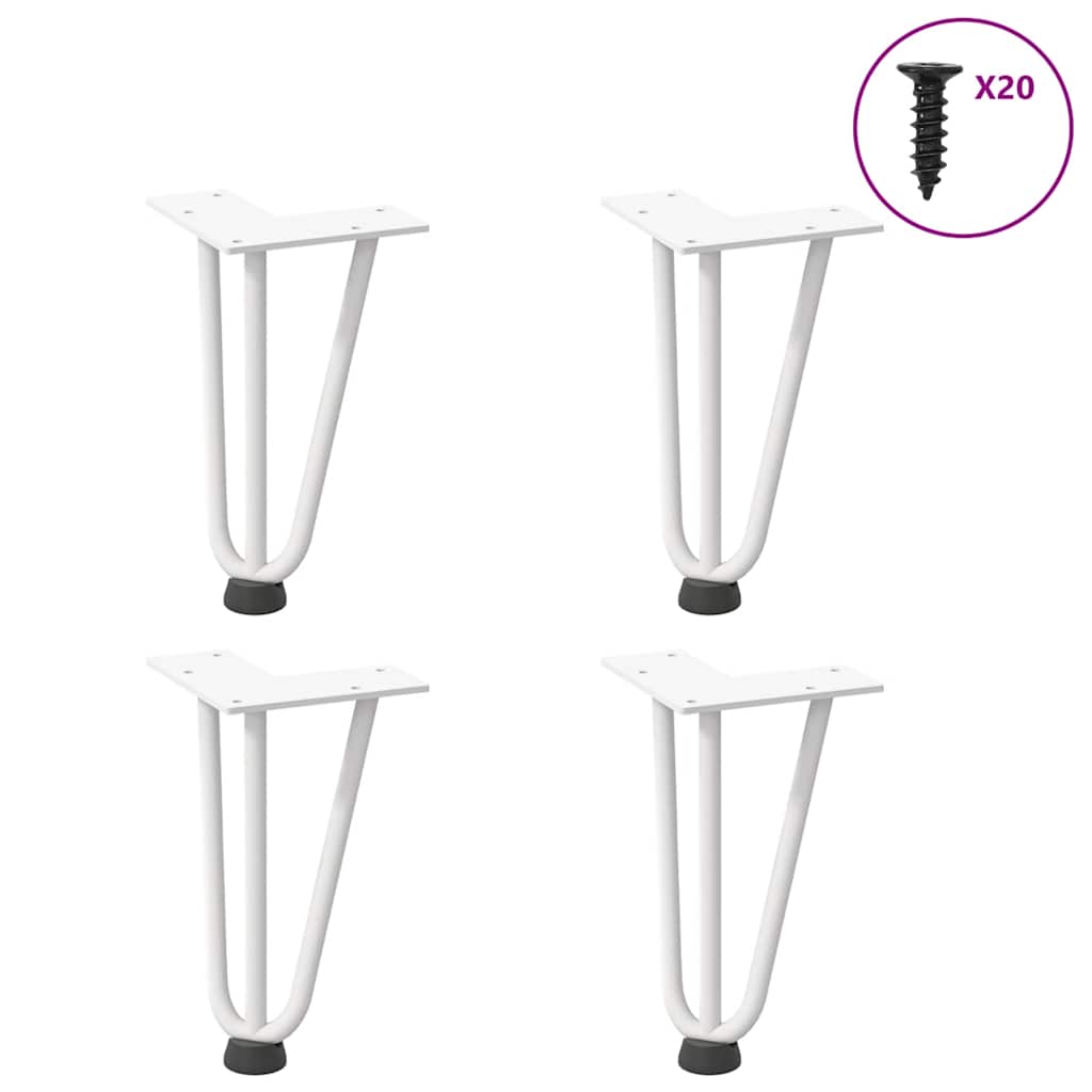 Kavos staliuko kojelės, 4 vnt., baltos, 20 cm, plienas, segtukai - Namų Idėja