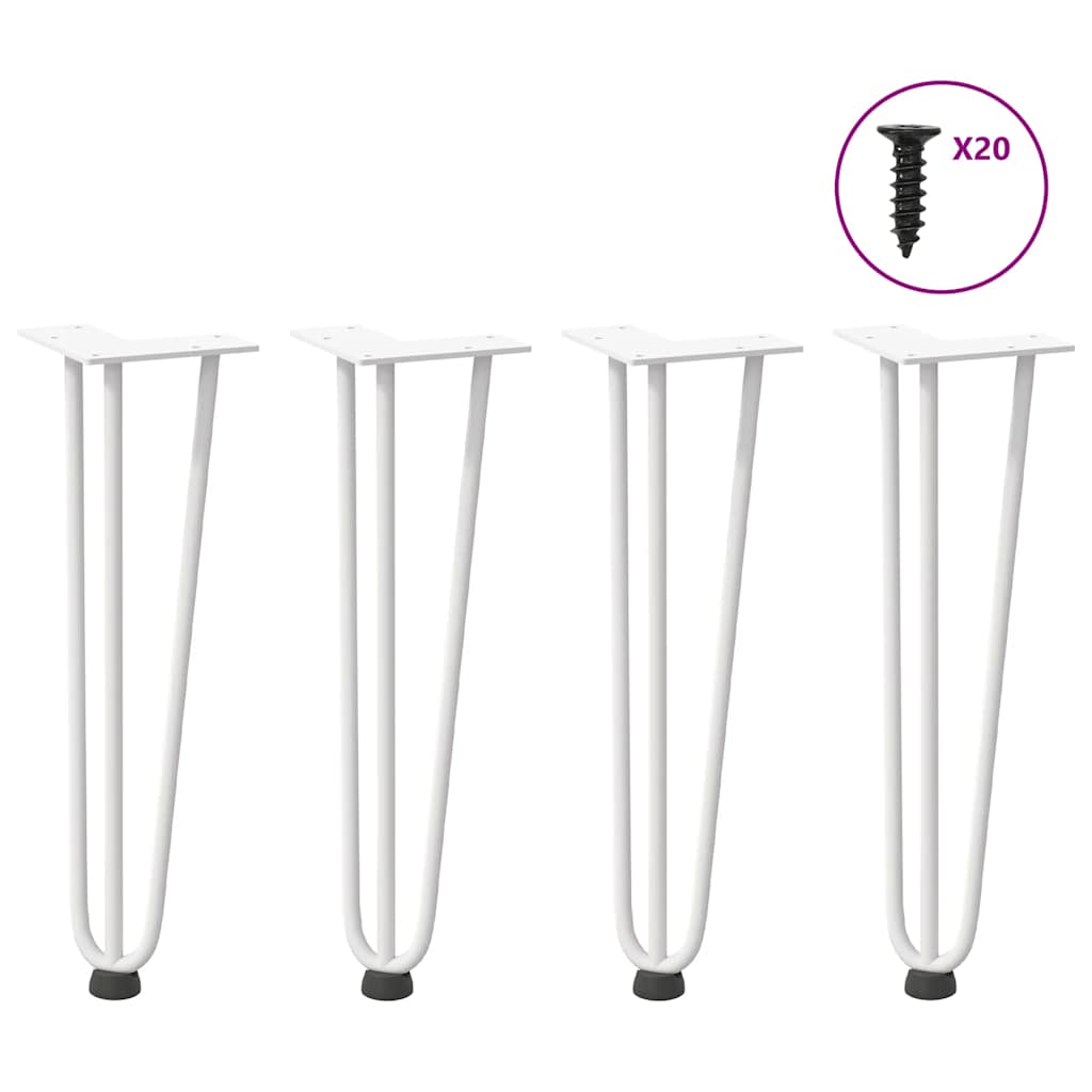 Kavos staliuko kojelės, 4 vnt., baltos, 42 cm, plienas, segtukai - Namų Idėja