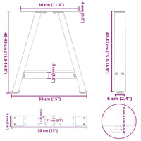 Kavos staliuko kojelės, A formos, 2 vnt., juodos, 38x(42 - 43) cm, plienas - Namų Idėja