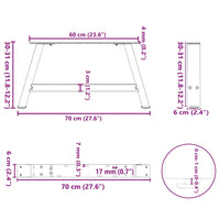 Kavos staliuko kojelės, A formos, 2 vnt., juodos, 70x(30 - 31) cm, plienas - Namų Idėja