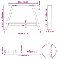 Kavos staliuko kojelės, A formos, 2 vnt., juodos, 70x(42 - 43) cm, plienas - Namų Idėja