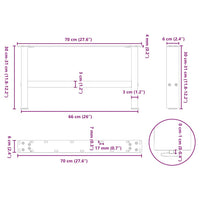 Kavos staliuko kojelės, juodos, 2 vnt., 70x(30 - 31) cm, plienas - Namų Idėja