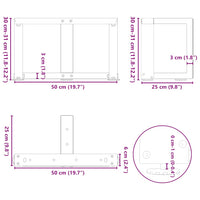 Kavos staliuko kojelės, T formos, 2 vnt., juodos, 50x25x(30 - 31) cm, plienas - Namų Idėja
