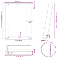 Kavos staliuko kojelės, U formos, 2 vnt., natūralus plienas, 28x(42 - 43) cm, plienas - Namų Idėja