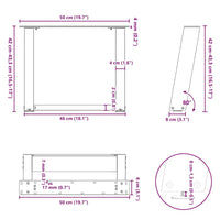 Kavos staliuko kojelės, U formos, 2 vnt., natūralus plienas, 50x(42 - 43) cm, plienas - Namų Idėja