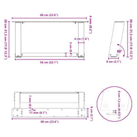 Kavos staliuko kojelės, U formos, 2 vnt., natūralus plienas, 60x(30 - 31) cm, plienas - Namų Idėja