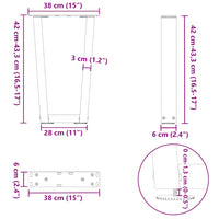 Kavos staliuko kojelės, V formos, 2 vnt., antracito spalvos, 38x(42 - 43,3) cm, plienas - Namų Idėja