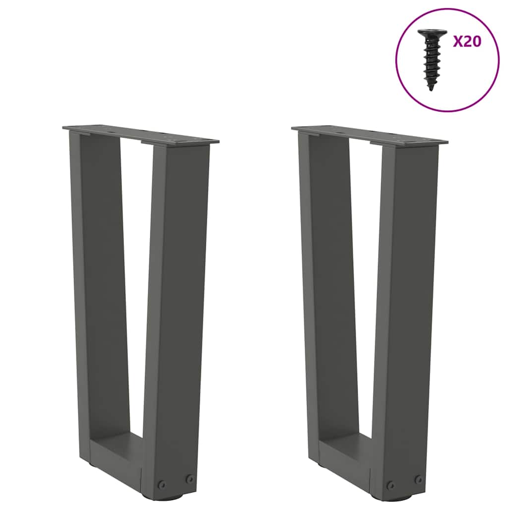 Kavos staliuko kojelės, V formos, 2 vnt., antracito spalvos, 38x(42 - 43,3) cm, plienas - Namų Idėja