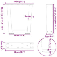 Kavos staliuko kojelės, V formos, 2 vnt., antracito spalvos, 40x(30 - 31,3) cm, plienas - Namų Idėja