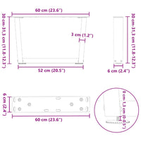 Kavos staliuko kojelės, V formos, 2 vnt., antracito spalvos, 60x(30 - 31,3) cm, plienas - Namų Idėja