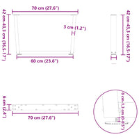 Kavos staliuko kojelės, V formos, 2 vnt., antracito spalvos, 70x(42 - 43,3) cm, plienas - Namų Idėja