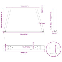 Kavos staliuko kojelės, V formos, 2 vnt., baltos, 70x(30 - 31,3) cm, plienas - Namų Idėja