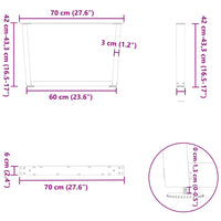 Kavos staliuko kojelės, V formos, 2 vnt., baltos, 70x(42 - 43,3) cm, plienas - Namų Idėja