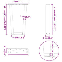 Kavos staliuko kojelės, V formos, 2 vnt., juodos, 28x(42 - 43,3) cm, plienas - Namų Idėja