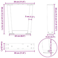 Kavos staliuko kojelės, V formos, 2 vnt., juodos, 30x(30 - 31,3) cm, plienas - Namų Idėja