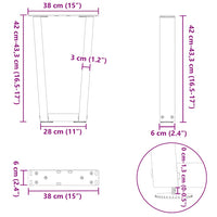 Kavos staliuko kojelės, V formos, 2 vnt., juodos, 38x(42 - 43,3) cm, plienas - Namų Idėja