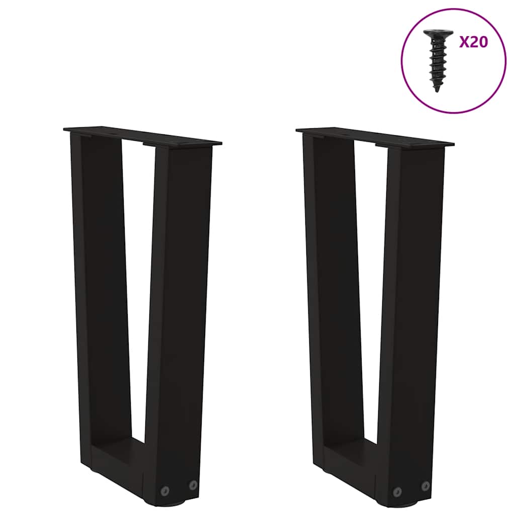 Kavos staliuko kojelės, V formos, 2 vnt., juodos, 38x(42 - 43,3) cm, plienas - Namų Idėja