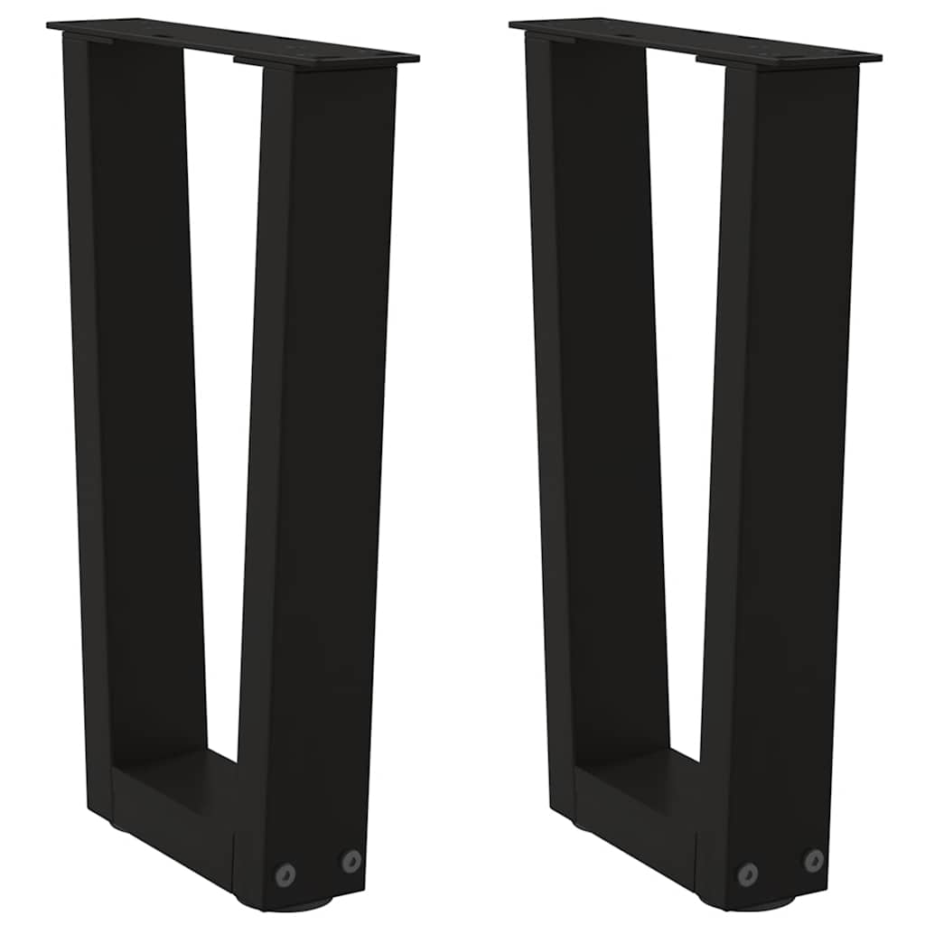 Kavos staliuko kojelės, V formos, 2 vnt., juodos, 38x(42 - 43,3) cm, plienas - Namų Idėja