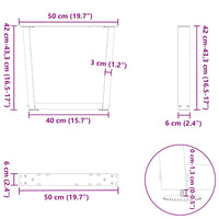 Kavos staliuko kojelės, V formos, 2 vnt., juodos, 50x(42 - 43,3) cm, plienas - Namų Idėja