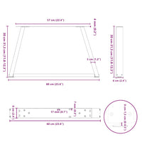 Kavos staliuko kojelės, V formos, 2 vnt., juodos, 60x(30 - 31,3) cm, plienas - Namų Idėja