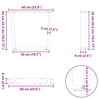 Kavos staliuko kojelės, V formos, 2 vnt., juodos, 60x(42 - 43,3) cm, plienas - Namų Idėja