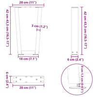 Kavos staliuko kojelės, V formos, 2 vnt., natūralus plienas, 28x(42 - 43,3) cm, plienas - Namų Idėja