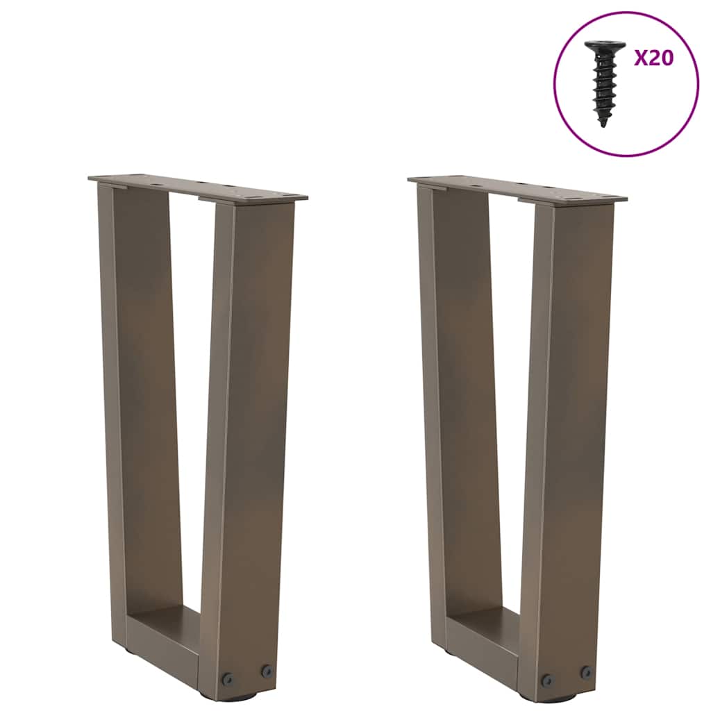 Kavos staliuko kojelės, V formos, 2 vnt., natūralus plienas, 38x(42 - 43,3) cm, plienas - Namų Idėja