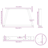 Kavos staliuko kojelės, V formos, 2 vnt., natūralus plienas, 50x(30 - 31,3) cm, plienas - Namų Idėja