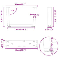Kavos staliuko kojelės, V formos, 2 vnt., natūralus plienas, 50x(30 - 31,3) cm, plienas - Namų Idėja