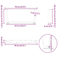 Kavos staliuko kojelės, V formos, 2 vnt., natūralus plienas, 70x(30 - 31,3) cm, plienas - Namų Idėja