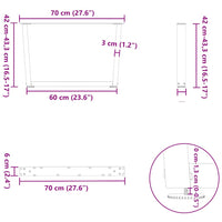 Kavos staliuko kojelės, V formos, 2 vnt., natūralus plienas, 70x(42 - 43,3) cm, plienas - Namų Idėja