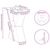 Kavos staliuko kojelės, X formos, 2 vnt., baltos, 40x(30 - 31) cm, plienas - Namų Idėja