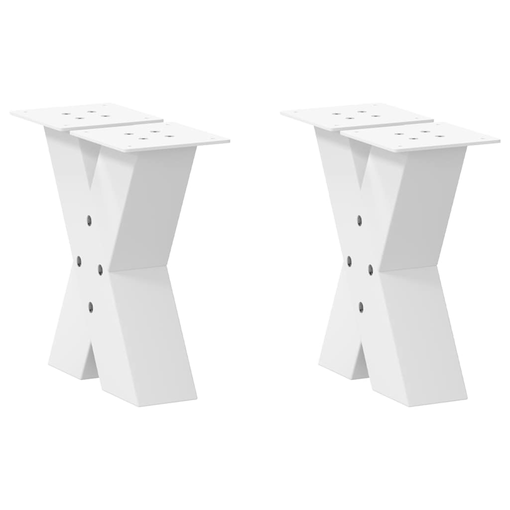 Kavos staliuko kojelės, X formos, 2 vnt., baltos, 40x(30 - 31) cm, plienas - Namų Idėja