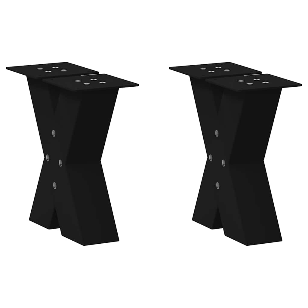 Kavos staliuko kojelės, X formos, 2 vnt., juodos, 30x(30 - 31) cm, plienas - Namų Idėja
