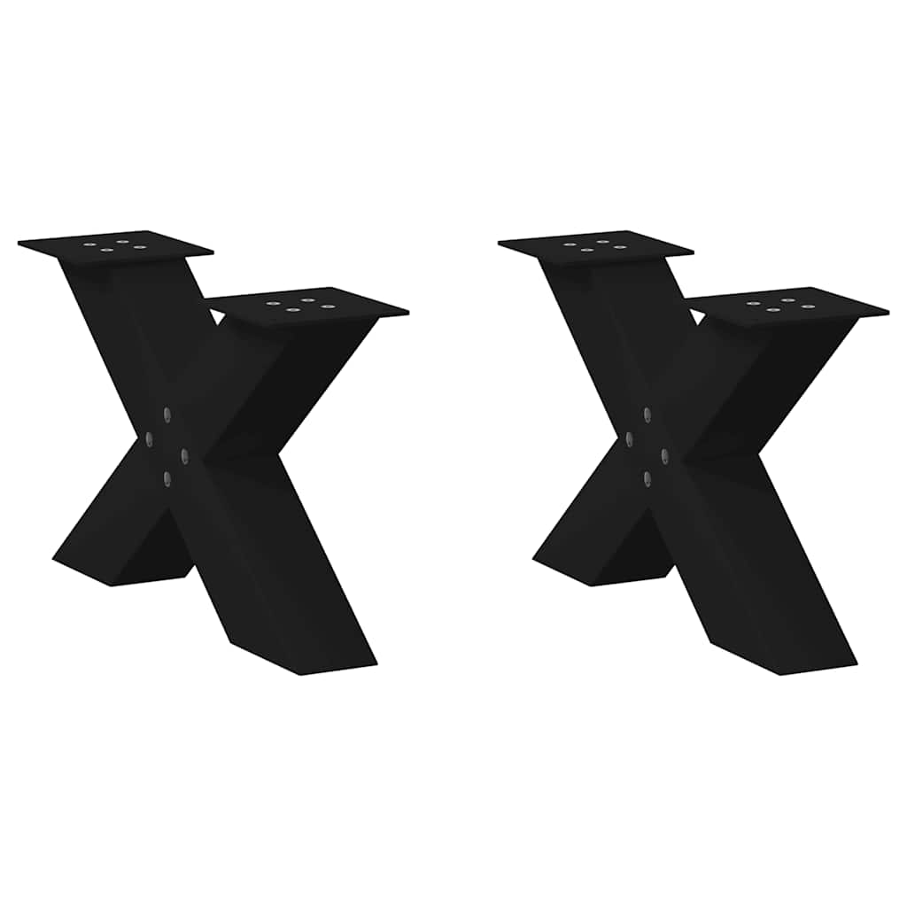 Kavos staliuko kojelės, X formos, 2 vnt., juodos, 50x(30 - 31) cm, plienas - Namų Idėja