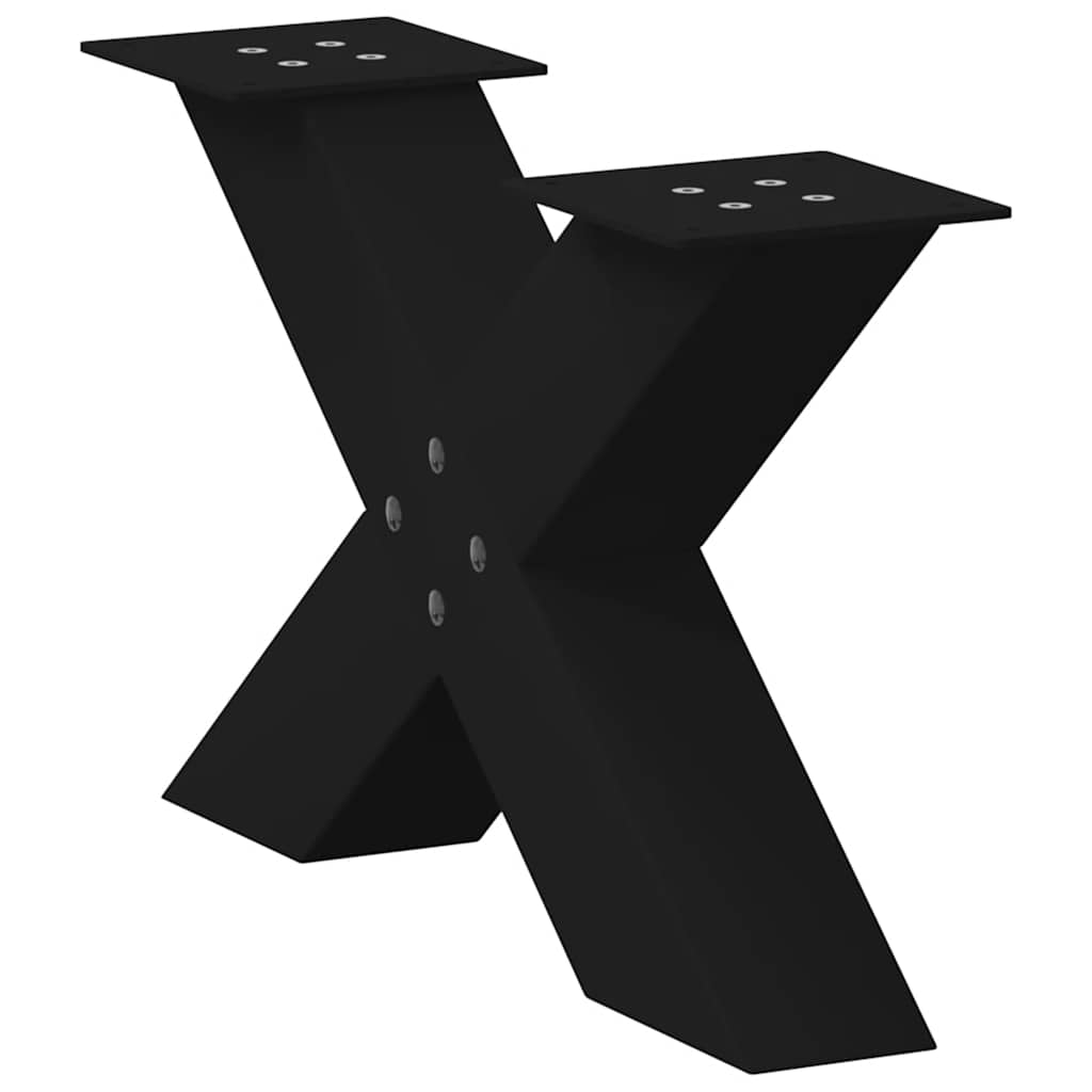Kavos staliuko kojelės, X formos, 2 vnt., juodos, 50x(30 - 31) cm, plienas - Namų Idėja