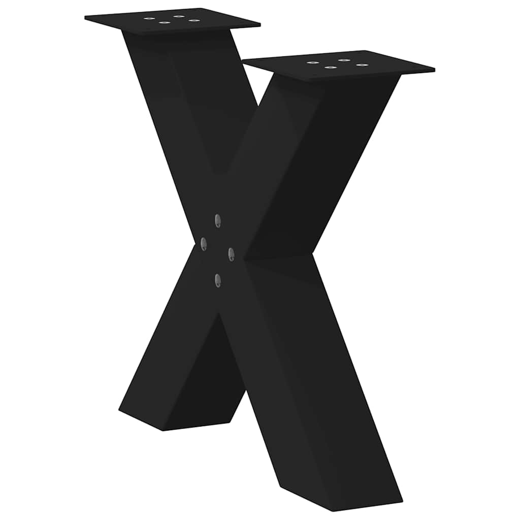 Kavos staliuko kojelės, X formos, 2 vnt., juodos, 50x(42 - 43) cm, plienas - Namų Idėja