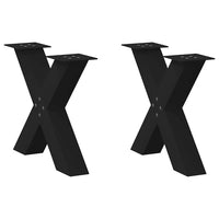 Kavos staliuko kojelės, X formos, 2 vnt., juodos, 50x(42 - 43) cm, plienas - Namų Idėja